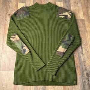 F-16C Commando Sweater Men's Large Green Camouflage Military Ribbed Knit 5780